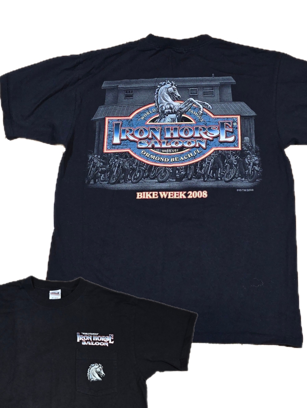 Vintage Iron Horse Saloon Bike Week 2008 Anvil T Shirt Black Size Large EUC